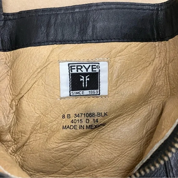 Frye Ankle Boots Womens 8 Black Leather Block Heel Side Zip Classic Western - Picture 7 of 8